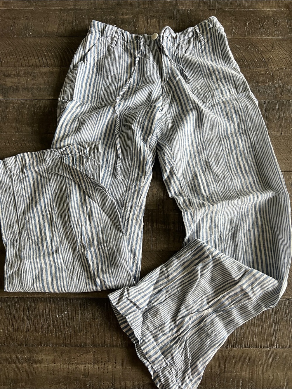 Just Living Blue and White Striped Chinos